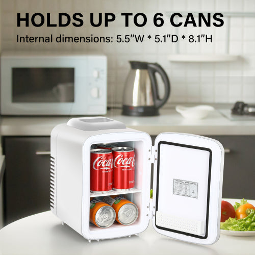 Simple Deluxe Mini Fridge, 4L/6 Can Portable Cooler & Warmer Freon-Free Small Refrigerator Provide Compact Storage for Skincare, Beverage, Food, Cosmetics,White