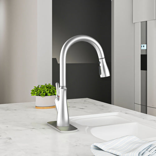 Brushed Nickel Pull Down Touchless Single Handle Kitchen Faucet