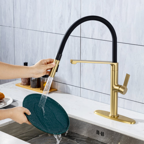 Pull-Down Kitchen Faucet with Two Functional Sprayer, Commercial Single Handle Single Lever Kitchen Sink Faucet with Magnetic Docking Spray Head, Quick Easy Installed Water Faucet