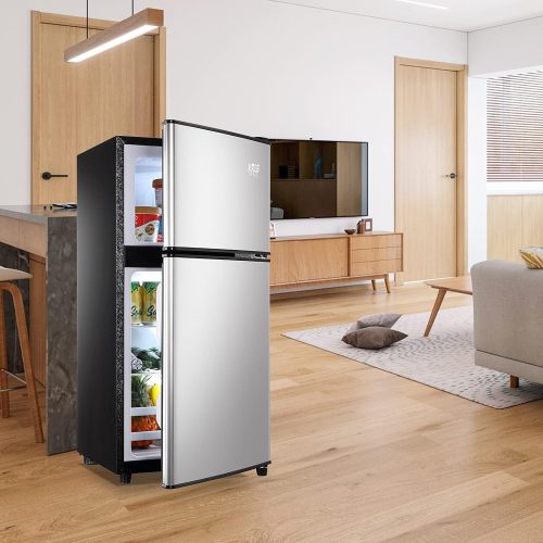 Downloads: 73  3.5Cu.Ft Compact Refrigerator Mini Fridge with Freezer, Small Refrigerator with 2 Door, 7 Level Thermostat Removable Shelves for Kitchen, Dorm, Apartment, Bar