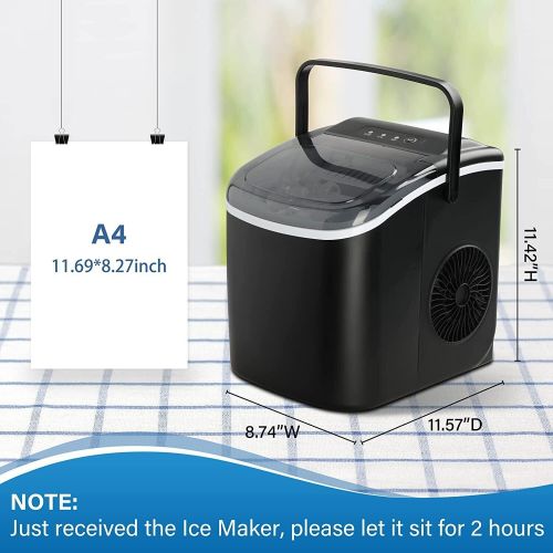 Simple Deluxe Ice Maker Machine for Countertop, 26lbs Ice/24Hrs, 9 Ice Cubes Ready in 6 Mins, Portable Self-Clean Ice Machine with Scoop and Basket, 13.7lbs, for Home Kitchen Office Bar Party, Black