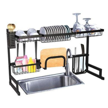 Over The Sink Dish Drying Rack Stainless Steel Kitchen Supplies Storage Shelf Drainer Organizer