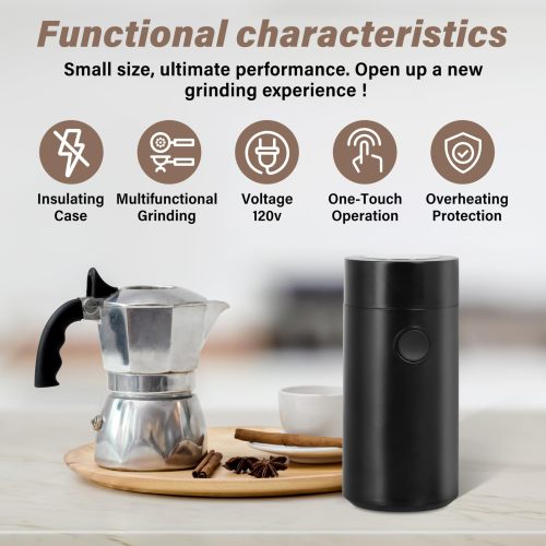 Coffee Grinders for House Use, Spice Grinder, Coffee Bean Grinder, Herb Grinder, High-Speed Motor, One-Touch Operation, Overheating Protection, Internal Stainless Steel