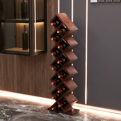 12 Bottles Freestanding wine rack,Wine Storage Rack, Freestanding Display Rack for Kitchen, Pantry, Cellar,walnut