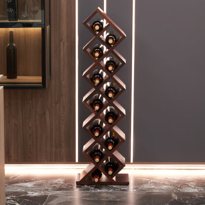 12 Bottles Freestanding wine rack,Wine Storage Rack, Freestanding Display Rack for Kitchen, Pantry, Cellar,walnut