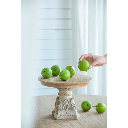 D10.5" x 7.5" Cake Stand, Wood Cake Plate with Magnesium Base