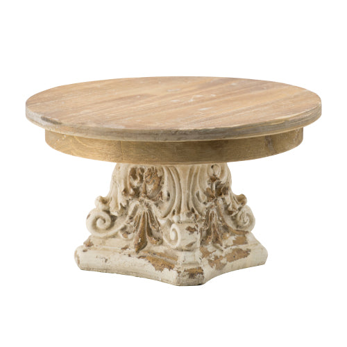 D9.5" x 5.5" Cake Stand, Wood Cake Plate with Magnesium Base