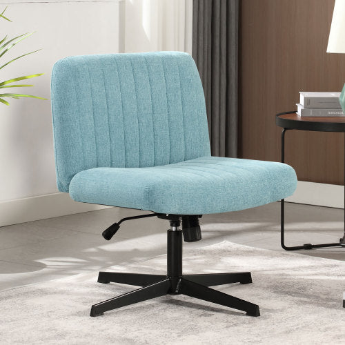 Office Chair Armless Desk Chair No Wheels, Fabric Padded Wide Seat Home Office Chairs, 115° Rocking Mid Back Cute Computer Chair for Bedroom, Vanity, Makeup