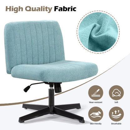 Office Chair Armless Desk Chair No Wheels, Fabric Padded Wide Seat Home Office Chairs, 115° Rocking Mid Back Cute Computer Chair for Bedroom, Vanity, Makeup