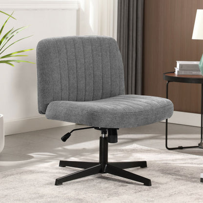 Office Chair Armless Desk Chair No Wheels, Fabric Padded Wide Seat Home Office Chairs, 115° Rocking Mid Back Cute Computer Chair for Bedroom, Vanity, Makeup