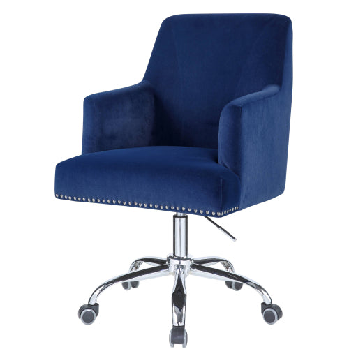 Blue and Chrome Swivel Office Chair with Adjustable Lift