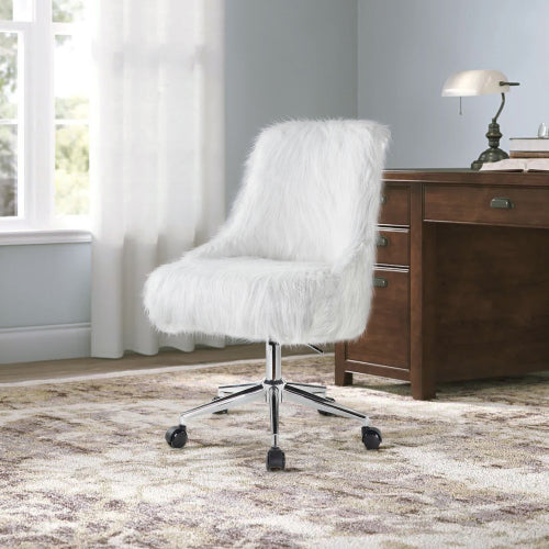 White and Chrome Swivel Office Chair