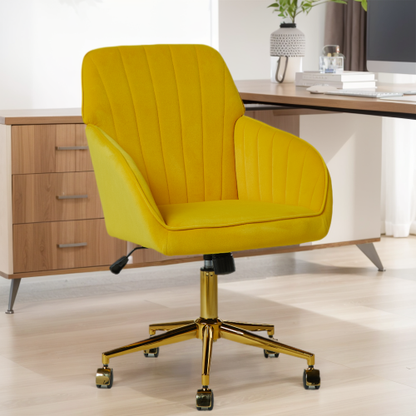 Office chair is equipped with a gold base