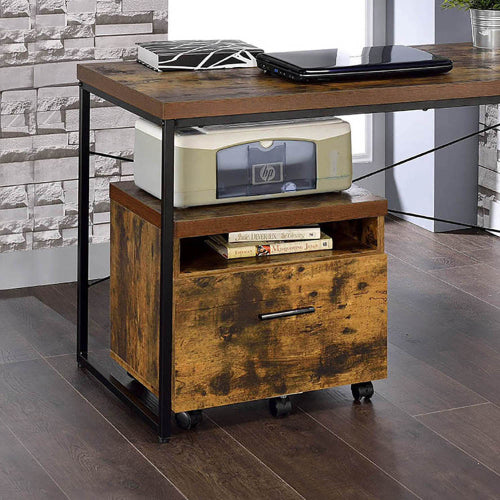 Weathered Oak and Black 1-Drawer File Cabinet