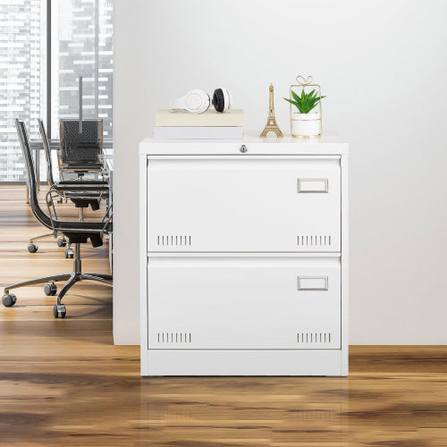 Filing Cabinet Lateral File Cabinet 2 Drawer, White Filing Cabinets with Lock, Locking Metal File Cabinets Three Drawer Office Cabinet for Legal/Letter/A4/F4 Home Office