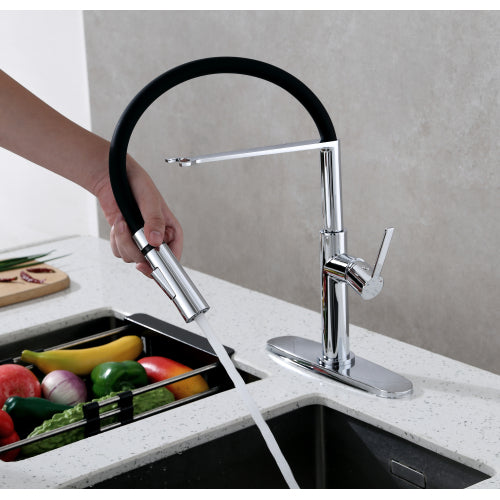 Chrome Pull Down Single Handle Kitchen Faucet