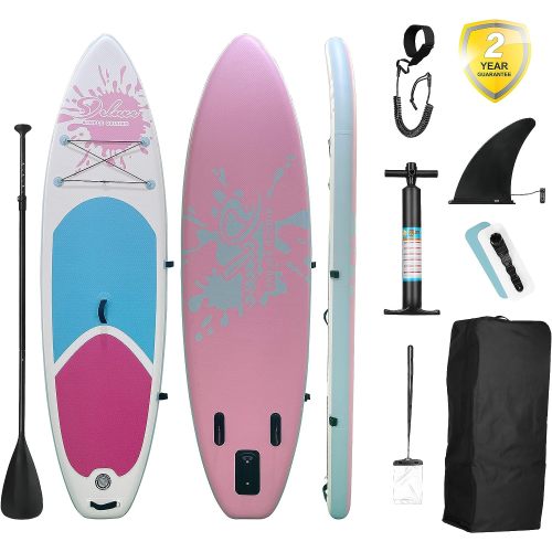 Inflatable Stand Up Paddle Board – Simple Deluxe Premium SUP for All Skill Levels, Pink Paddle Boards for Adults & Youth, Blow Up Stand-Up Paddleboards with Accessories & Backpack, Surf Control