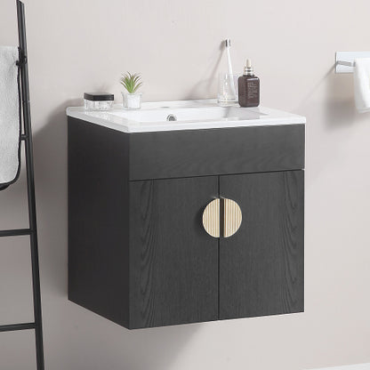 20" Bathroom Vanity with Sink,Large Storage Space, Wall Mounted Bathroom Vanity Sink,Black