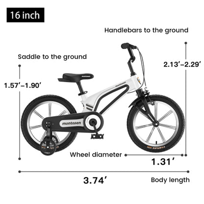 16" Kids Bike for Girls and Boys, Magnesium Alloy Frame with Auxiliary Wheel, Kids Single Speed Cruiser Bike.