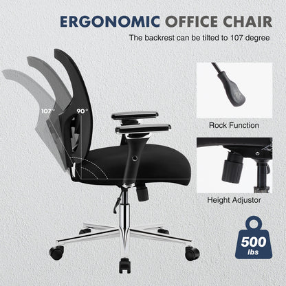 Desk chair, waist support, 500 lb heavy-duty mesh ergonomic computer chair