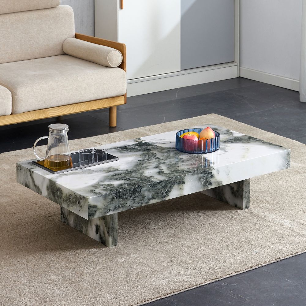 Sleek and Stylish: Modern Coffee Table with Black and White Patterns, Made of MDF Material - Combining Elegance and Natural Fashion 47.2" x 23.6" x 12"