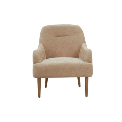 Chenille Armchair, Modern Style Accent Chair with Wood Legs, Comfy Design for Living Room, Bedroom, Office, Rosy Brown