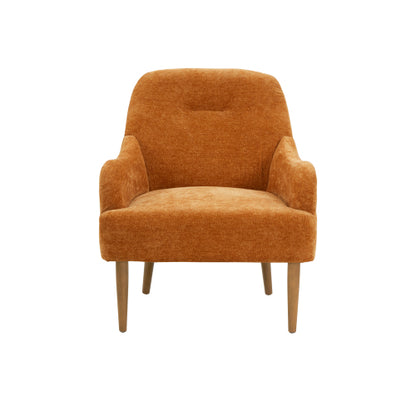 Chenille Armchair, Modern Style Accent Chair with Wood Legs, Comfy Design for Living Room, Bedroom, Office, Orange