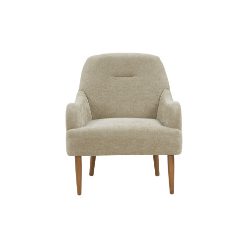 Chenille Armchair, Modern Style Accent Chair with Wood Legs, Comfy Design for Living Room, Bedroom, Office, Light Grey