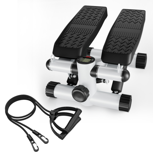 Steppers for Exercise, Stair Stepper with Resistance Bands, Mini Stepper with 330LBS Loading Capacity, Hydraulic Fitness Stepper with LCD Monitor, No Assembly Required