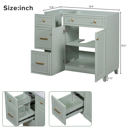 [Cabinet Only] 36" Green Bathroom Vanity(Sink not included)