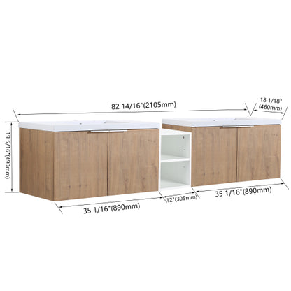 84 Inch Soft Close Doors Bathroom Vanity With Sink, A Small Storage Shelves, 36" and 12" Combination Cabinet