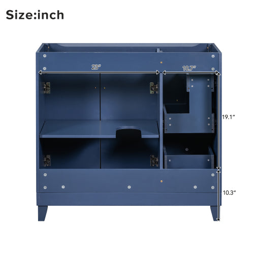 [Cabinet Only] 36" Blue Bathroom Vanity(Sink not included)