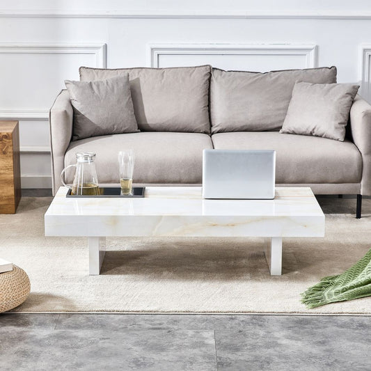 Elegant and Practical: Modern Coffee Table with Imitation Marble Patterns, Made of MDF Material - Combining Elegance and Natural Fashion 47.2" x 23.6" x 12"