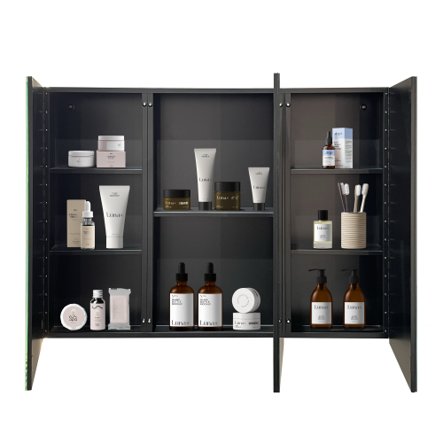 39x28 inches Medicine Cabinet Black Iron Cabinet bathroom with mirror Wall mount